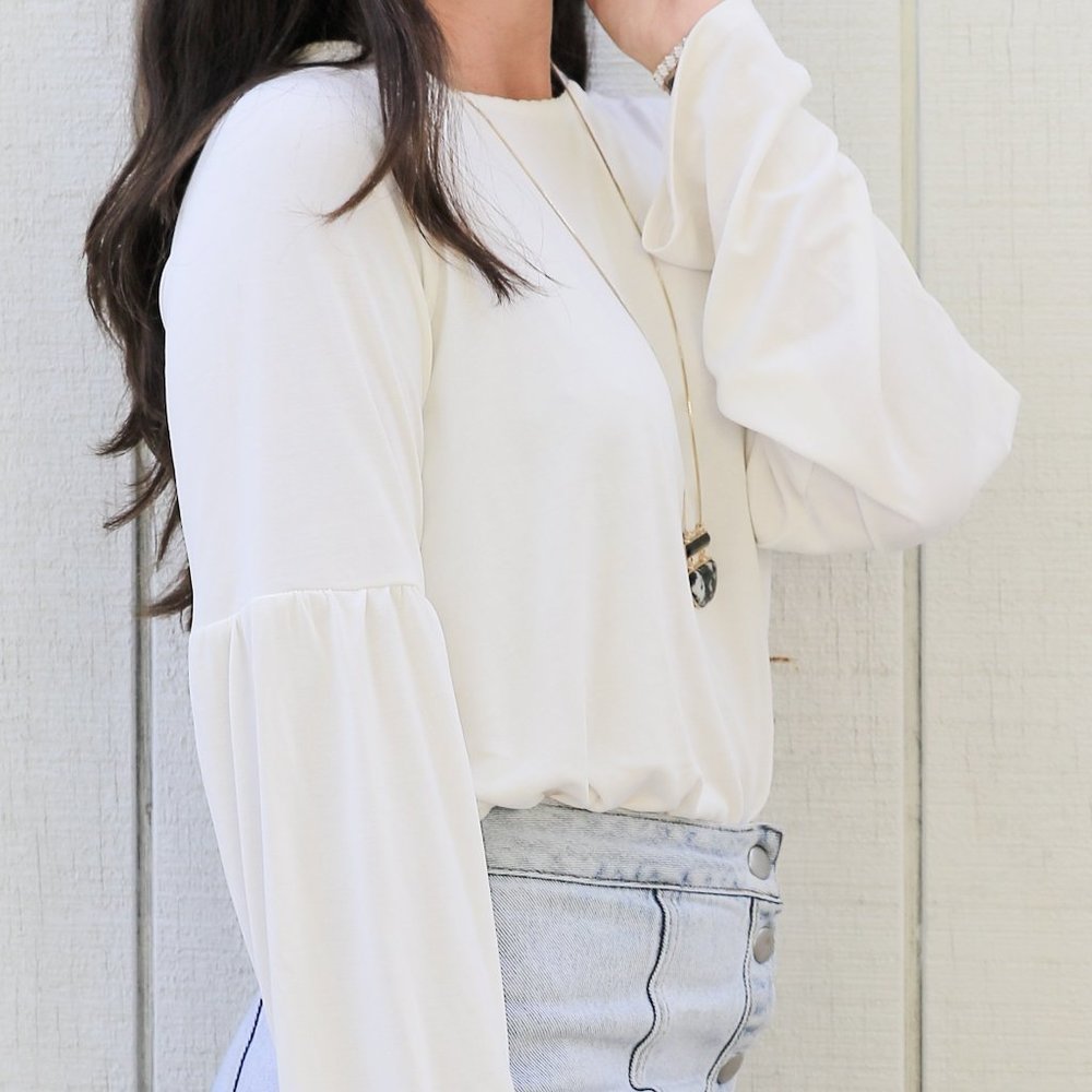 Knot Sisters Long Sleeve White Top
